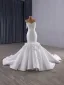 Haut de Gamme Blanche Fait main Appliques Perlage Perle Faux Diamant Corset  Robe De Mariée 2025 Trompette / Sirène Bustier Sans Manches Dos Nu Chapel Train
