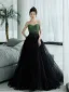 Sexy Black Beading Sequins Prom Dresses 2024 A-Line / Princess Sweetheart Sleeveless Backless Floor-Length / Long Formal Dresses