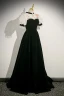 Chinese style Black Pearl Flower Velvet Prom Dresses Cheongsam 2023 A-Line / Princess High Neck Short Sleeve Backless Floor-Length / Long Prom Formal Dresses