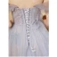 Fashion Sky Blue Butterfly Appliques Pearl Prom Dresses 2023 A-Line / Princess Strapless Sleeveless Backless Floor-Length / Long Prom Formal Dresses