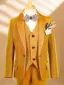 Glitter Yellow Fall Winter 6-piece Long Sleeve Boys Wedding Suits 2025 Body Jewellery Coat Necklace Pants Shirt Tie Vest