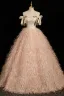 Charmant Champagne Paillettes Gland Robe De Bal 2023 Robe Boule De l'épaule Sans Manches Dos Nu Noeud Longue Promo Robe De Ceremonie