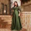 Chic / Beautiful Dark Green Lace Flower Plus Size Evening Dresses  2025 A-Line / Princess V-Neck 3/4 Sleeve Backless Prom Floor-Length / Long Formal Dresses