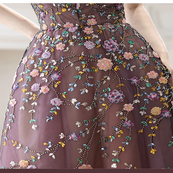 Chic / Beautiful Grape Rhinestone Sequins Homecoming Graduation Dresses Prom Dresses 2023 A-Line / Princess Spaghetti Straps Sleeveless Backless Floor-Length / Long