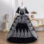 Vintage / Retro Black Lace Flower Prom Dresses 2026 Ball Gown Square Neckline Bell sleeves Backless Floor-Length / Long Formal Dresses