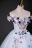 Chic / Beautiful Sky Blue Beading Sequins Appliques Prom Dresses 2023 Ball Gown Off-The-Shoulder Sleeveless Backless Floor-Length / Long Formal Dresses