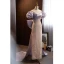 Mode Lavande Paillettes Robe De Soirée 2023 Trompette / Sirène De l'épaule Manches Courtes Dos Nu Noeud Train De Balayage Promo Robe De Ceremonie