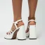 Fashion White Evening Party Womens Sandals 2022 Ankle Strap 10 cm Thick Heels Open / Peep Toe Sandals High Heels