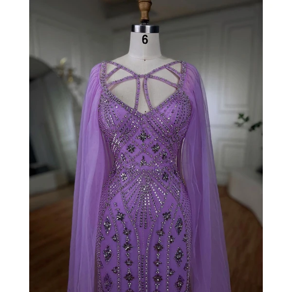 Haut de Gamme Scintillantes Lilas Paillettes Robe De Bal 2024 Trompette / Sirène Bretelles Spaghetti Sans Manches Dos Nu Train De Balayage Promo Robe De Ceremonie