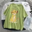 Fashion Casual Summer Black Printing Lion Loose Women T-Shirts 2021 Scoop Neck 1/2 Sleeves Tee Tops