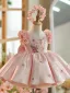 Lovely Candy Pink Sequins Short Birthday Flower Girl Dresses 2024 Ball Gown Scoop Neck Ruffle Short Sleeve Bow
