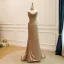 Sexy Gold Rhinestone Evening Dresses 2026 Trumpet / Mermaid Strapless Sleeveless Backless Sweep Train Evening Party Formal Dresses