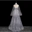 Glamorous Grey Beading Pearl Glitter Sequins Evening Dresses 2025 A-Line / Princess Strapless Sleeveless Backless Floor-Length / Long Evening Party Formal Dresses