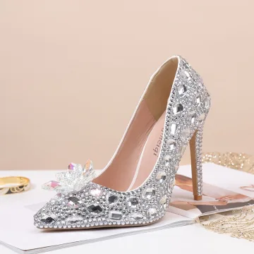 Charmant Argenté Cristal Faux Diamant Soirée Escarpins 2024 11 Cm Talons Aiguilles À Bout Pointu Escarpins Talons Hauts