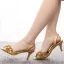 Charmant Gold Abend Strass Sandalen Damen 2023 6 cm Stilettos Peeptoes Sandaletten Hochhackige