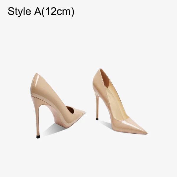 Sexy Nude Evening Party Patent Leather Pumps 2023 Leather 12 cm Stiletto Heels Pointed Toe Pumps High Heels