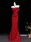 Sexy Red Evening Dresses 2026 Trumpet / Mermaid Off-The-Shoulder Short Sleeve Backless Floor-Length / Long Formal Dresses