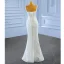 Haut de Gamme Ivoire Perle En Dentelle Fleur Robe De Mariée 2023 Trompette / Sirène Encolure Carrée Sans Manches Ceinture Dos Nu Tribunal Train Mariage