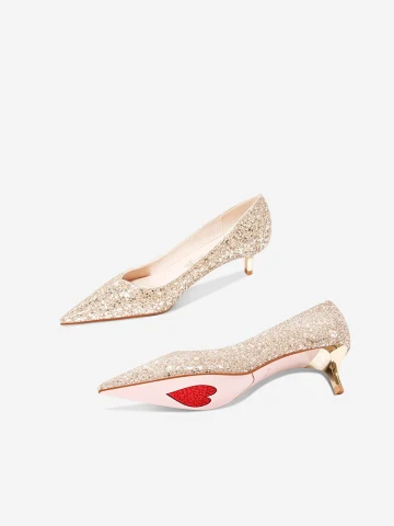 Scintillantes Doré Paillettes Chaussure De Mariée 2024 6 Cm Talons Aiguilles À Bout Pointu Mariage Escarpins Talons Hauts