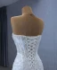 Glitzernden High End Weiß Handgefertigt Perlenstickerei Pailletten Brautkleider / Hochzeitskleider 2024 Meerjungfrau Off Shoulder 3/4 Ärmel Rückenfreies Hof-Schleppe Hochzeit