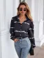 Casual Printing Svart Topper Dame Bluser 2021 Løs Revers Langermede Bluser