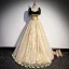 Charming Champagne Prom Dresses 2022 A-Line / Princess Spaghetti Straps Rhinestone Tassel Sleeveless Backless Floor-Length / Long Formal Dresses