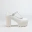 Fashion White Street Wear Waterproof Womens Shoes 2023 10 cm Thick Heels T-Strap Round Toe Womens Shoes