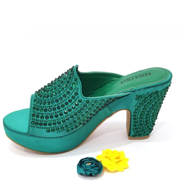 Chic / Beautiful Black Rhinestone Evening Party Womens Sandals Clutch Bags 2023 10 cm Thick Heels Open / Peep Toe Sandals High Heels Clutch Bags
