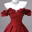 Schlicht Burgunderrot Strass Ballkleider 2026 Ballkleid Rüschen Off Shoulder Kurze Ärmel Rückenfreies Lange Festliche Kleider