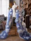 Luxury / Gorgeous Two Tone Sky Blue Handmade  Puffy Flower Prom Jackets & wraps shawl 2025