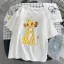 Fashion Casual Summer Black Printing Lion Loose Women T-Shirts 2021 Scoop Neck 1/2 Sleeves Tee Tops