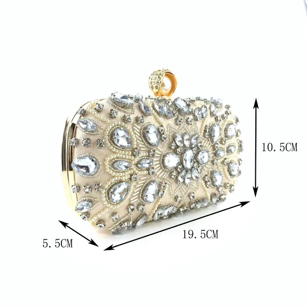 Charming Bling Bling Handmade  Rhinestone Evening Party Gold Clutch Bags 2023