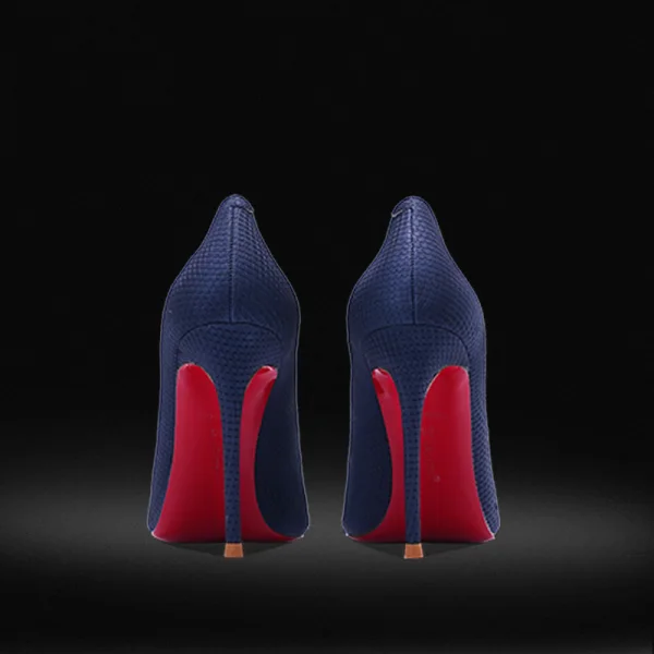 Chic / Beautiful Navy Blue Evening Party Leather Red Sole Pumps 2023 8 cm Stiletto Heels Pointed Toe Pumps High Heels