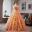 Luxury / Gorgeous Flower Fairy Gradient-Color Appliques Prom Dresses 2025 Ball Gown Strapless Sleeveless Backless Floor-Length / Long Prom Formal Dresses