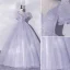 Chic / Beautiful Sky Blue Beading Sequins Prom Dresses 2022 Ball Gown Scoop Neck Short Sleeve Puffy Backless Floor-Length / Long Prom Formal Dresses