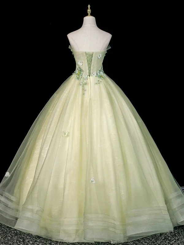 Blumenfee Salbeigrün Perle Applikationen Ballkleider 2026 Ballkleid Bandeau Ärmellos Rückenfreies Lange Festliche Kleider