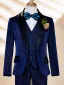 Fall Winter Navy Blue 6-piece Long Sleeve Boys Wedding Suits 2025 Body Jewellery Coat Pants Shirt Tie Vest