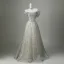 Scintillantes Gris Faux Diamant Paillettes Robe De Soirée 2026 Princesse De l'épaule Manches Courtes Dos Nu Longue Robe De Ceremonie