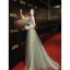 Fashion Sage Green Sequins Prom Dresses 2022 A-Line / Princess Spaghetti Straps Bow Rhinestone Sleeveless Backless Floor-Length / Long Prom Formal Dresses