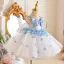Fashion White Butterfly Appliques Birthday Short Flower Girl Dresses 2025 Ball Gown Spaghetti Straps Sleeveless Backless Bow Tulle