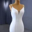 High End Weiß Satin Spitze Blumen Brautkleider / Hochzeitskleider 2023 Meerjungfrau Spaghettiträger Ärmellos Rückenfreies Kapelle-Schleppe Hochzeit