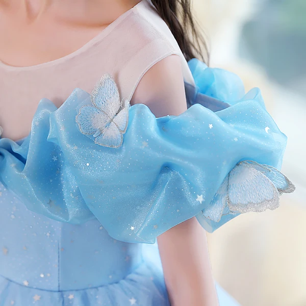Chic / Beautiful Silver Star Sequins Birthday Flower Girl Dresses 2023 A-Line / Princess Scoop Neck Ruffle Short Sleeve Backless Floor-Length / Long Flower Girl Dresses
