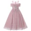 Chic / Beautiful Blushing Pink Birthday Flower Girl Dresses 2022 Scoop Neck Beading Pearl Lace Flower Sequins Short Sleeve Floor-Length / Long Flower Girl Dresses