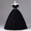 Vintage Negro Rhinestone Vestidos de gala 2026 Ball Gown Spaghetti Straps Manga Corta Sin Espalda Tul