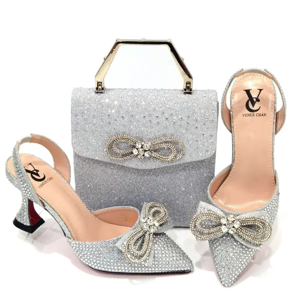 Sparkly Sexy Multi-Colors Rainbow Rhinestone Bow Sequins Womens Sandals Clutch Bags 2023 Cocktail Party Evening Party Womens Sandals Clutch Bags