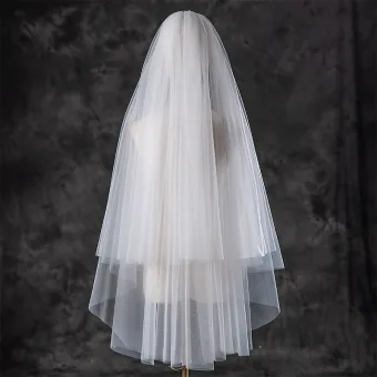 Modest Simple White 1 M Tulle Wedding Veils 2025