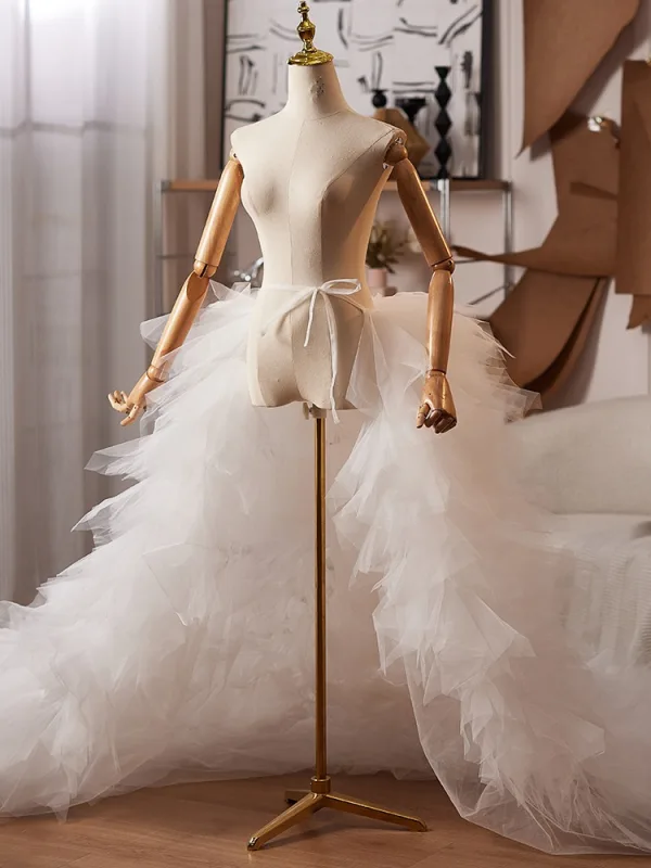 Charmant Blanche Volants en Cascade Mariage châle 2025 Tulle