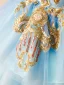 Fashion Sky Blue Sequins Lace Flower Cascading Ruffles Birthday Flower Girl Dresses 2024 Ball Gown Off-The-Shoulder Puffy Short Sleeve Backless Floor-Length / Long