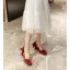 Vintage / Retro Beige Street Wear Womens Shoes 2022 Pearl Ankle Strap Bow 5 cm Thick Heels Square Toe Pumps High Heels