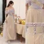Chic / Beautiful Gold Sequins Bridesmaid Dresses 2023 A-Line / Princess Off-The-Shoulder Short Sleeve Backless Floor-Length / Long Bridesmaid Dresses
